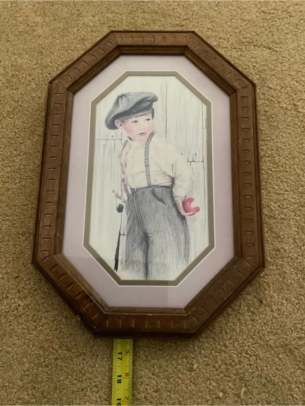 vintage framed pencil print by artist Kathleen Casey, titled 